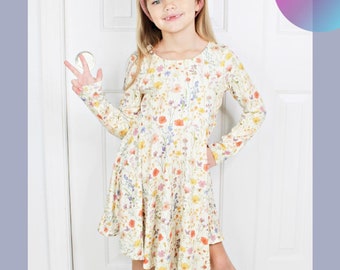 Floral Twirly Cottage Core Dress for Girls and Toddlers