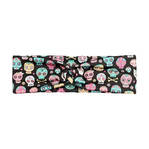 Women&#39;s sugar skull Halloween Fabric Headband with Front Twist