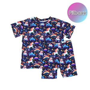 Handmade Oversized Shirt and Shorts Set, Girls Clothing, Unicorn and Rainbows Play Clothes, Summer Outfits for Toddler Girl