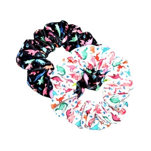 Rainbow Dinosaur Scrunchie, Colorful Hair Tie, Hair Elastic, Dino Hair Accessory, Gift for Girls, Dino Lover, Pediatric Nurse