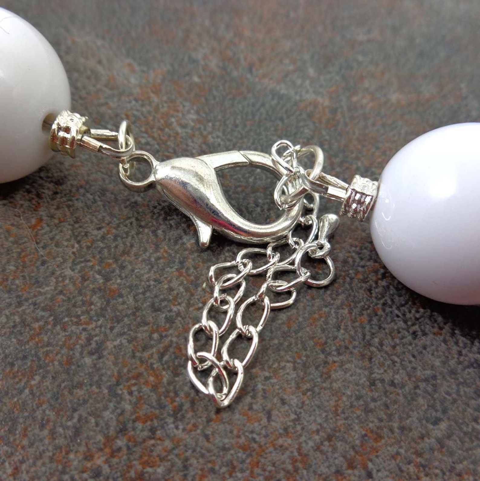 White Bead Statement Necklace for Women Retro 70s Necklace Etsy