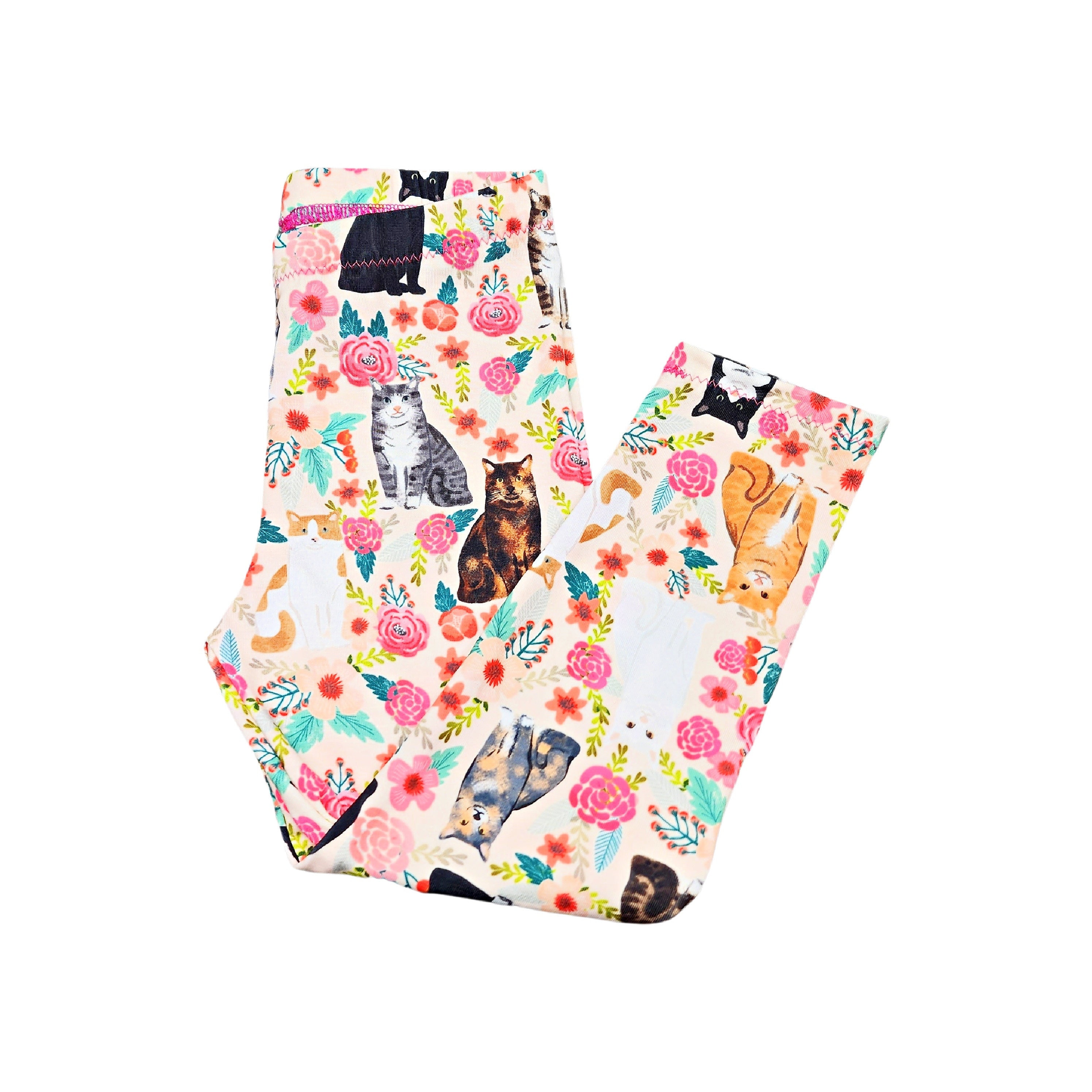 Girls Cat Leggings, Back to School, Lightweight Leggings, Fall Clothing, Cat Pants, Gift for Girls