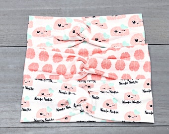 Neuro Nurse Headband with buttons, Brain Print Hair Accessory, Mental Health, Medical Print Headband