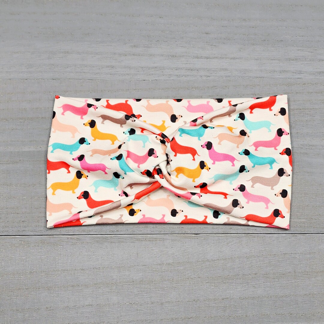 Wide Retro Rainbow Dachshund Dog Headband for Women and Girls, Dog ...