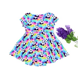 Panda Twirly Dress for Girls and Toddlers, Animal Print Dress, Special Occasion, Tea Party Outfit, Birthday Gift for Granddaughter