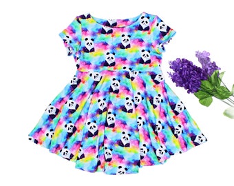 Panda Twirly Dress for Girls and Toddlers, Animal Print Dress, Special Occasion, Tea Party Outfit, Birthday Gift for Granddaughter