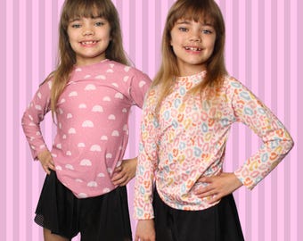 Girly Long Sleeve Rash Guards, Colorful Leopard Print Active Top, Pink Boho Rainbow Swim Shirt, BJJ, Wrestling, Sun Protection