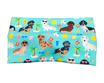 Wide Dog Headband for Women, Dachshund Headband, Funny Animals, Doxie Mom, Gift for Dog Lover, Summer Headband, Beach Headband