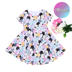 Cat Dress for Girls and Toddlers, Long Sleeve Toddler Dress, Special Occasion Fancy Dress, Tea Party Outfit, Tagless