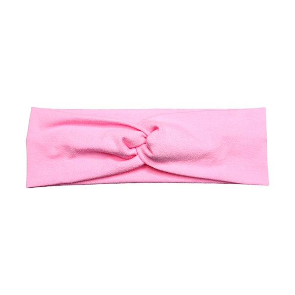 Bubblegum Pink Twist Headband for Women, Solid Soft Fabric Hair Band, Ear Saver Button Option for Nurses, Dental Assistants, Gift for Her