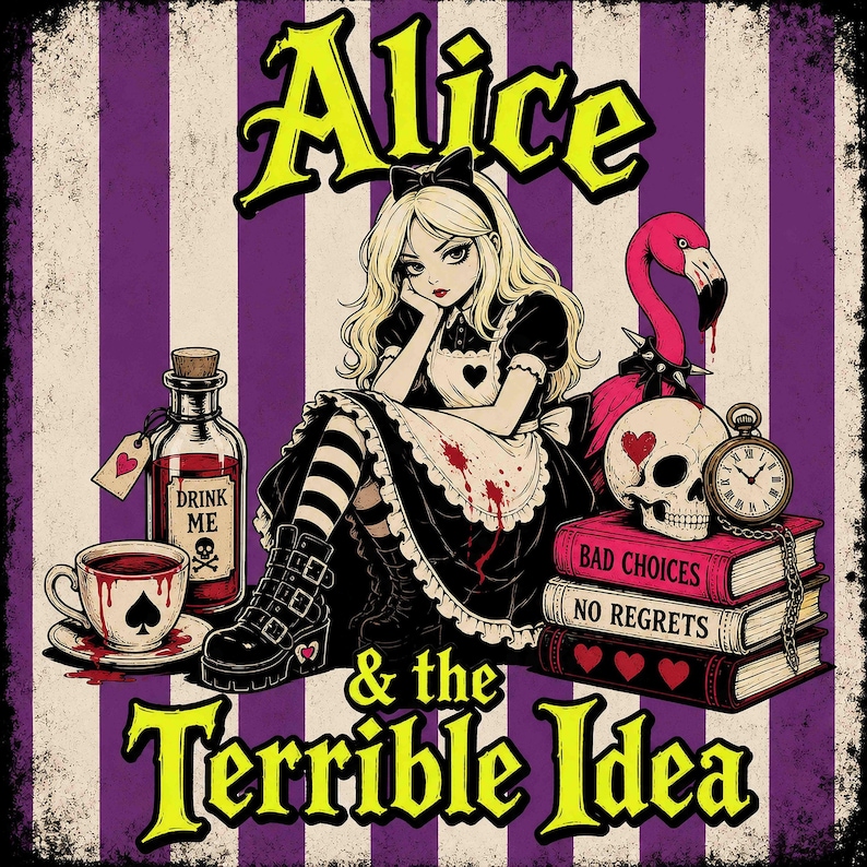 Gothic Alice im Wunderland PNG Bundle, dunkles Wunderland Clipart, Junk Journal Ephemera, Scrapbook PNGs, 200 Designs, digitaler Download Bild 4