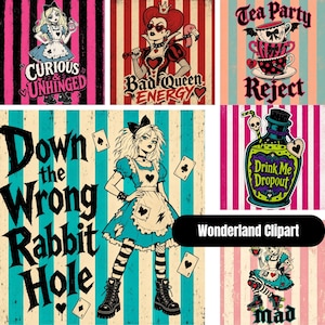 Gothic Alice im Wunderland PNG Bundle, dunkles Wunderland Clipart, Junk Journal Ephemera, Scrapbook PNGs, 200 Designs, digitaler Download Bild 5