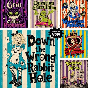 Gotisk Alice i Underlandet PNG-paket, Mörkt Underland Clipart, Skräppost Ephemera, Scrapbook PNGs, 200 Designs, Digital Nedladdning