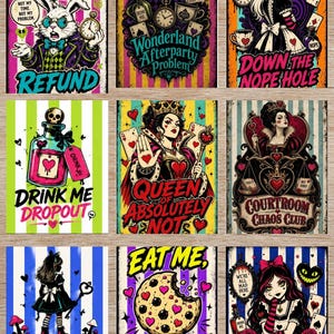 Gothic Alice im Wunderland PNG Bundle, dunkles Wunderland Clipart, Junk Journal Ephemera, Scrapbook PNGs, 200 Designs, digitaler Download Bild 7