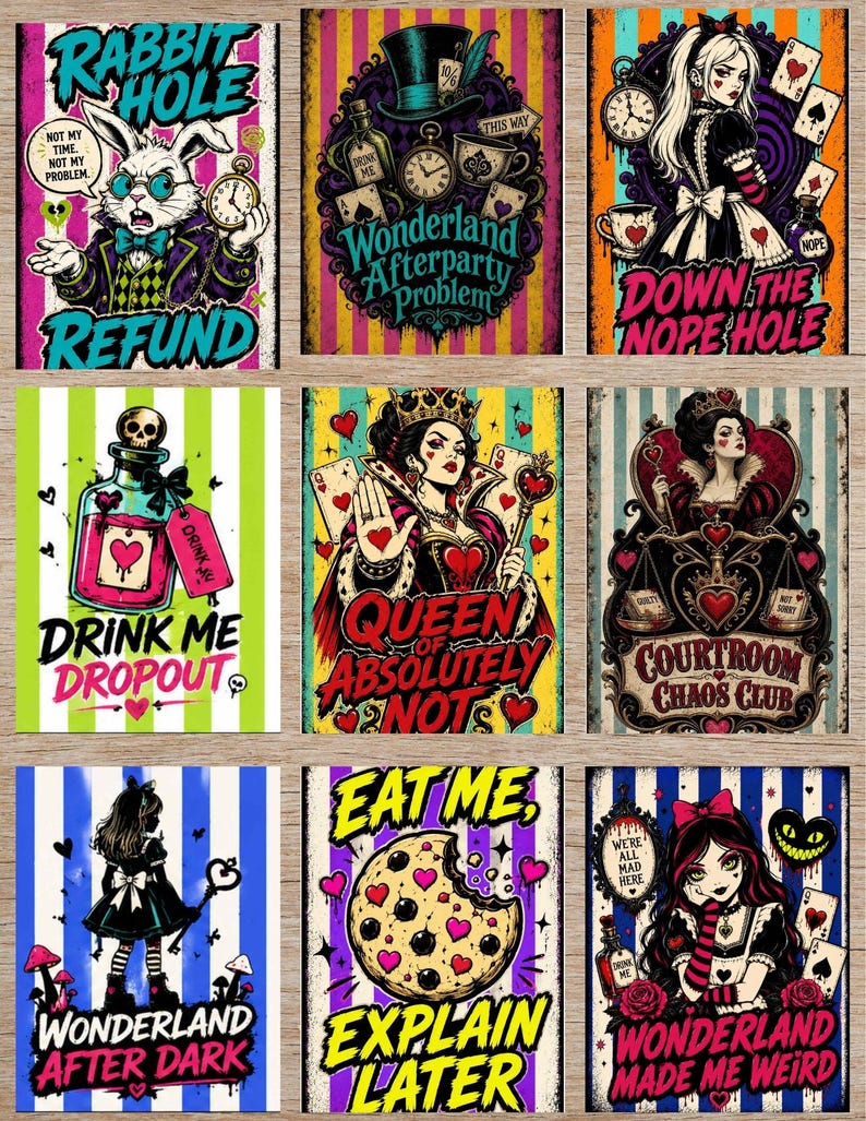 Gothic Alice im Wunderland PNG Bundle, dunkles Wunderland Clipart, Junk Journal Ephemera, Scrapbook PNGs, 200 Designs, digitaler Download Bild 7