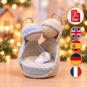 Christmas Nativity Crochet Pattern PDF, Mary Joseph and Baby Jesus, Holy Family Amigurumi