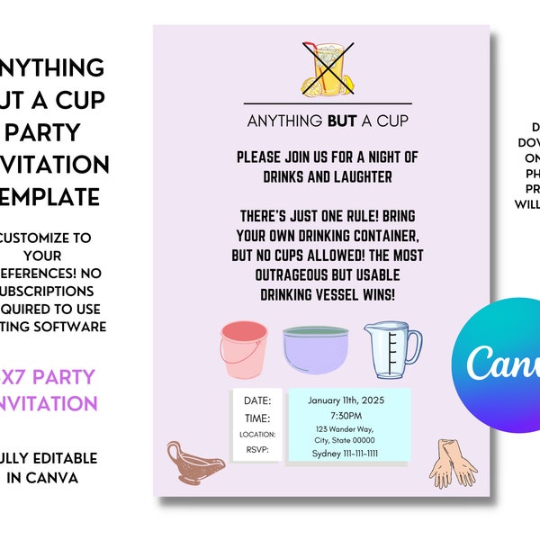 Alles außer A Cup-Party Einladung | Canva Vorlage