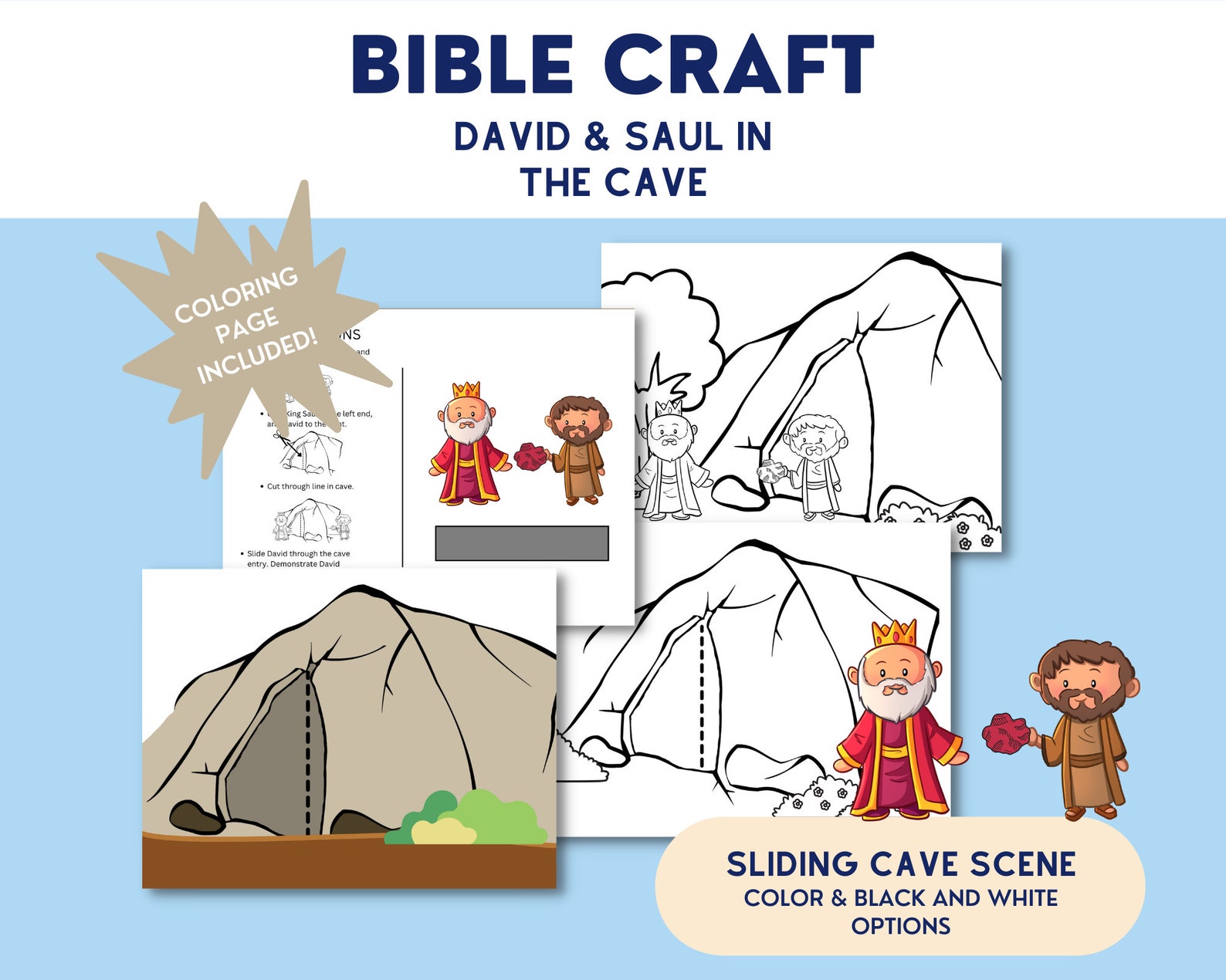 David and Saul in the Cave Bible Story Craft - Etsy