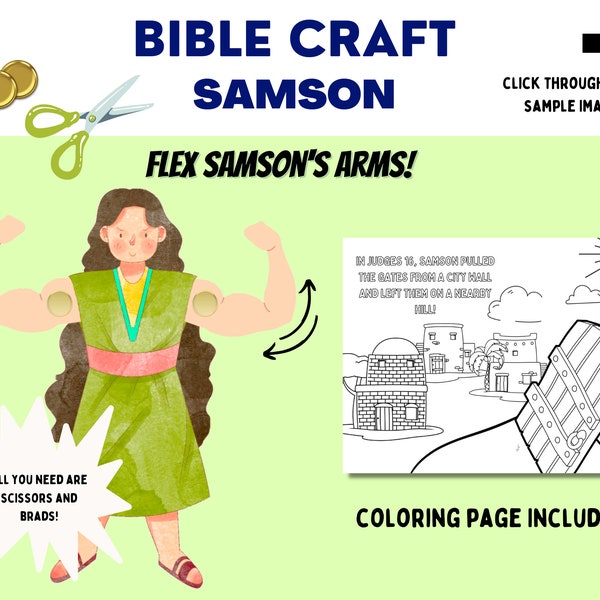 Samson Bible Craft | Simple Cut and Attach Craft With Coloring Page