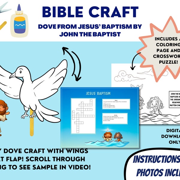 Jesus Baptism by John the Baptist Craft | Easy Dove Craft with Flapping Wings!