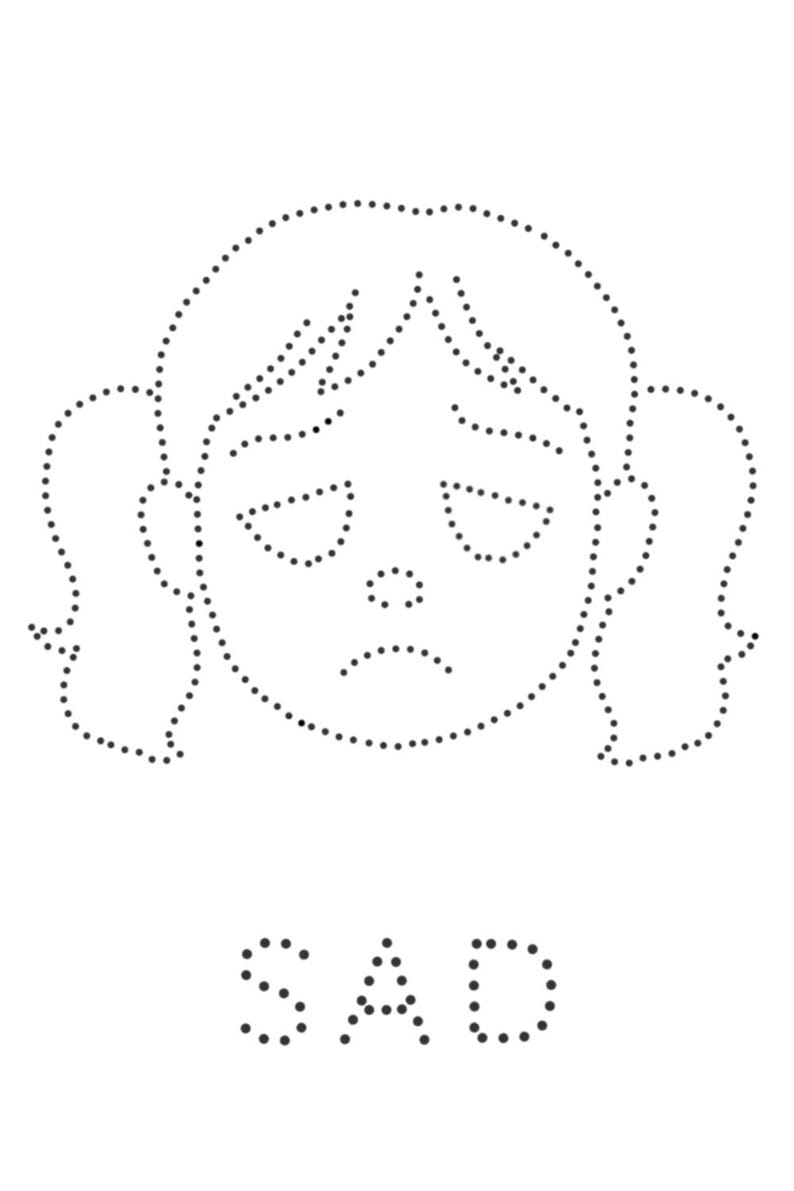 Practise Script Sad Trace the Face – Sad | Emotion Tracing Worksheet for Kids | Preschool ...