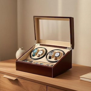 4+6 klockuppdragare automatisk klocklåda PU-läder mekanisk klockförvaringsdisplay