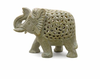 Escultura de elefante de piedra tallada a mano, figura anidada, decoración india de la suerte