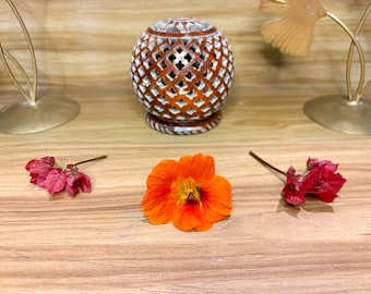 Hand Carved Stone Diya | OM Symbol Tealight Holder, Spiritual Decor