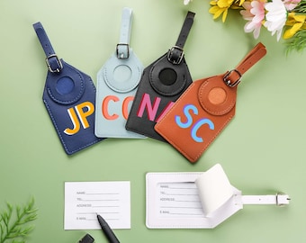 Etiqueta personalizada para equipaje con cubierta de privacidad, etiqueta de cuero personalizada para maleta de viaje, regalo de viaje con iniciales grandes, recuerdos de boda para invitados.