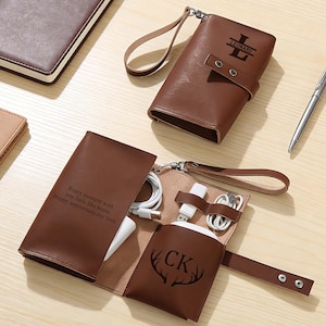 Läderfodral till Macbook, laddningsfodral till MacBook, laddningsfodral till Macbook, laddningsfodral till laptop, kabelorganisatör, kabelväska, förvaringsfodral för mus och laddning