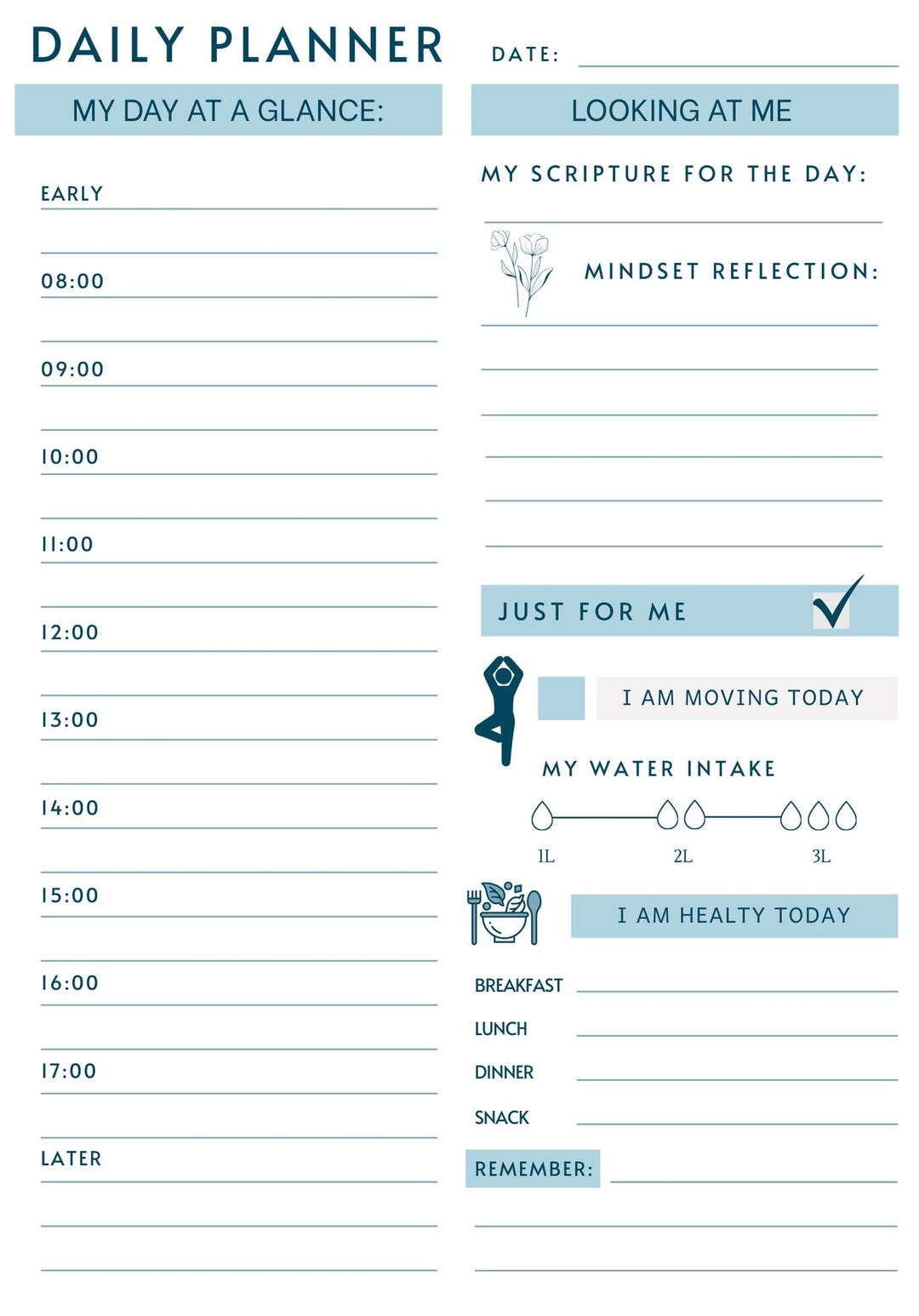 Minimalist Daily Planner Template: Printable Schedule, To-do List - Etsy