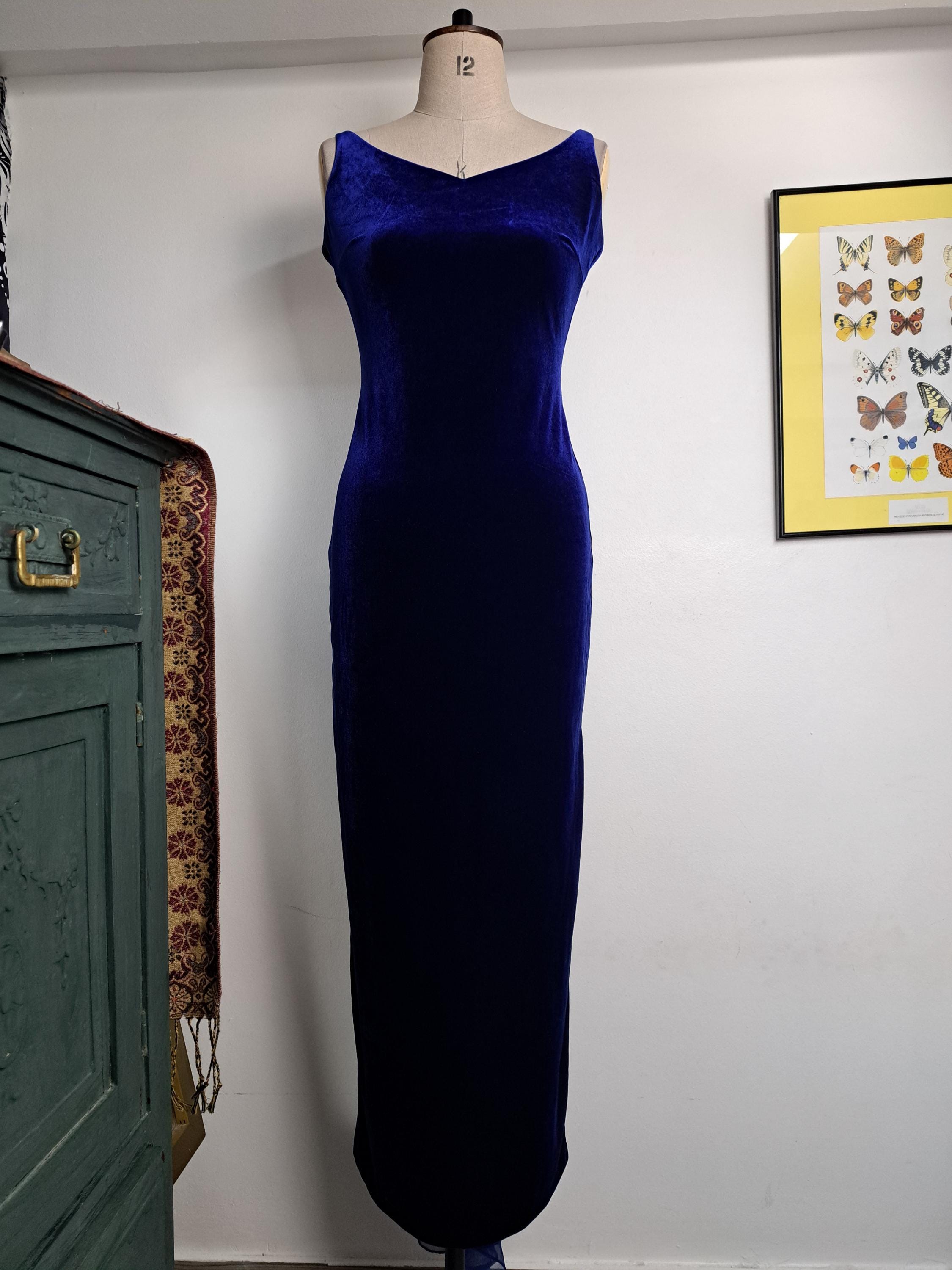 sachin and babi light blue dress Fitted Mermaid Royal Blue Velvet Prom Dress with Bow – FancyVestido main image 0