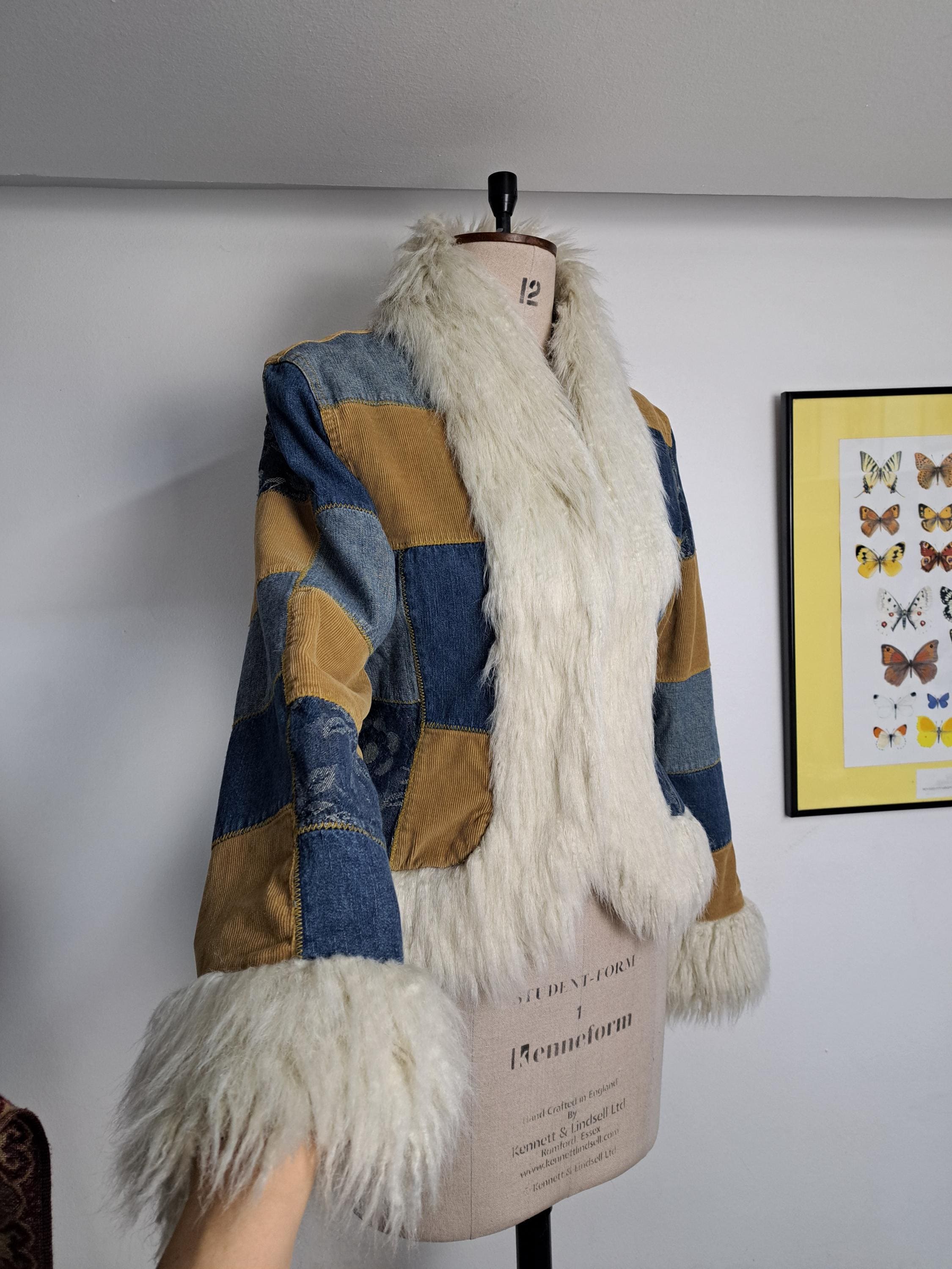 Y2k Fur Denim Jacket - Etsy Y2k Fur Denim Jacket - Etsy