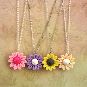 Sonnenblume Halsketten für den Sommer - Sonnenblume Ton Anhänger Halskette, Sommer Schmuck, Geschenk für Sie, Geschenk für kleines Mädchen