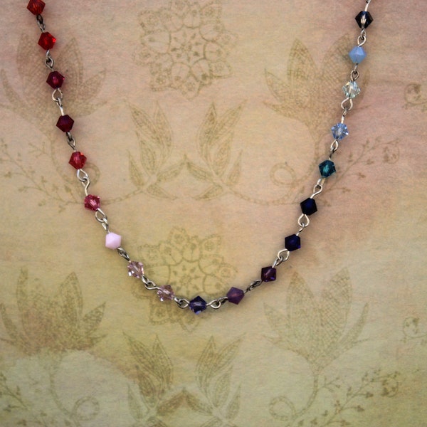 Rainbow Swarovski Crystal Necklace - Adjustable and Handmade, Sparkling Rainbow Necklace with Swarovski Crystals, Colourful Crystal Necklace