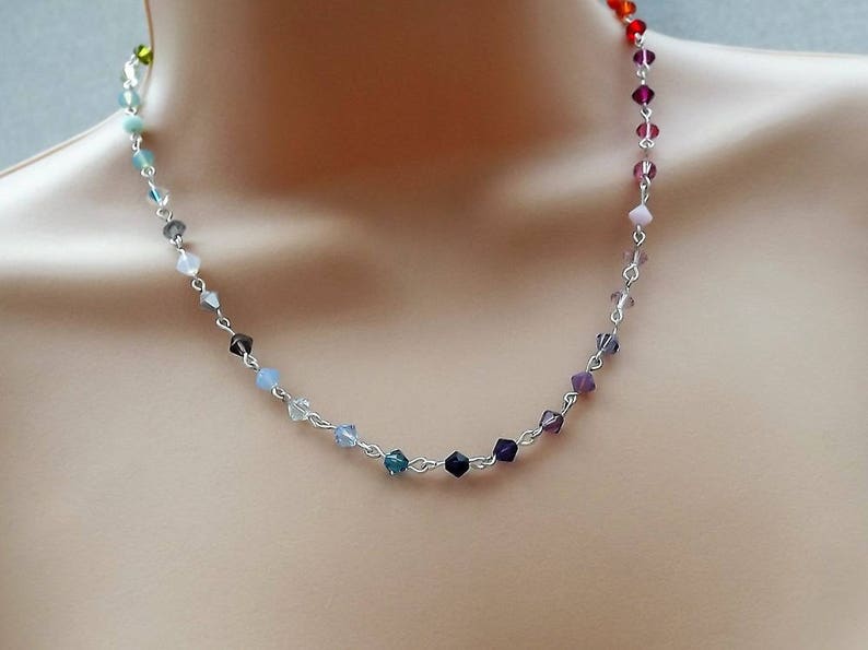 Rainbow Swarovski Crystal Necklace Swarovski Necklace Bead - Etsy