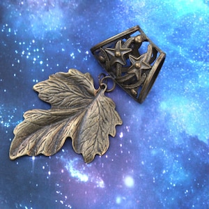 Blatt Schal Schieber mit floraler Anhängeröse - Schal Schmuck für Seide oder Baumwollschals