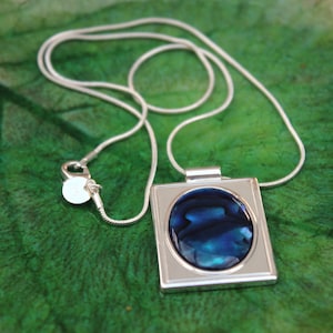 Blue Abalone Necklace - Paua Shell, Mermaid Necklace, Abalone Jewelry, Cabochon Pendant, Blue Jewelry, Gift for Her, Statement Piece