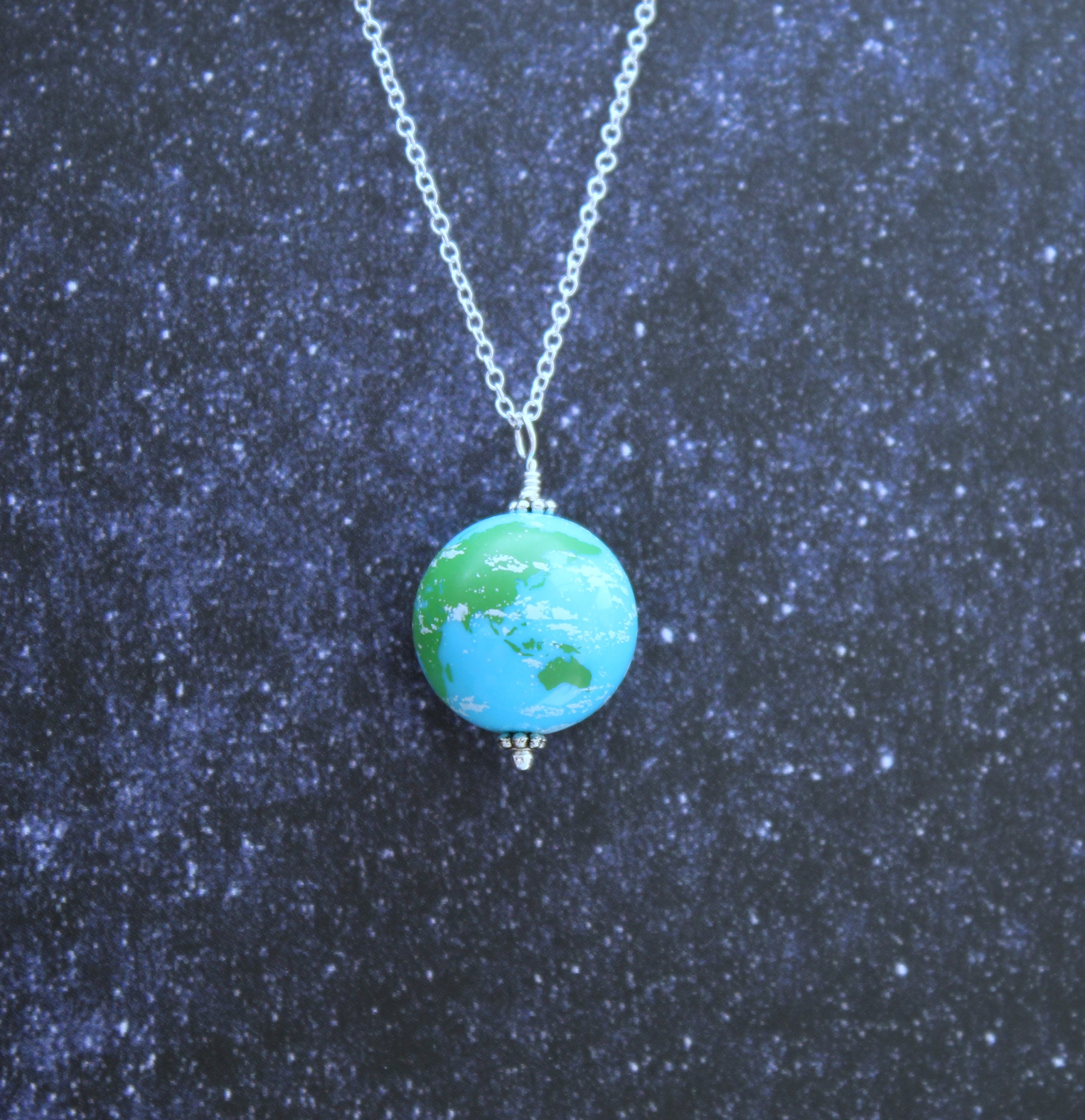 Zipper Pull Blue Earth Marble, Natural Earth Continents