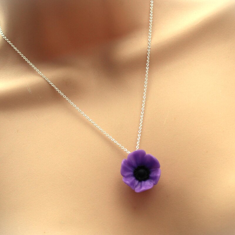 Red Anemone Flower Necklace
