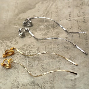 Silver Twist Clip-On Earrings - Long and Elegant, Lightweight and Comfortable Clip Earrings, Gift for Her