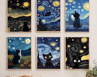 Gato Pintura Poster Wallpaper 6er Set