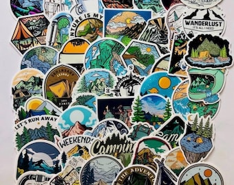 Pegatinas impermeables de turismo y naturaleza o paquete de 50 pegatinas