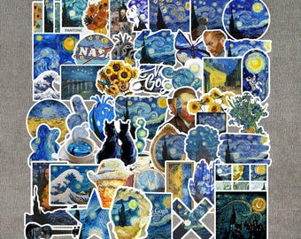 Vincent VANGOGH inspired Stickers 50 pieces