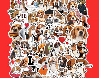 Set de 50 pegatinas de perro Beagle