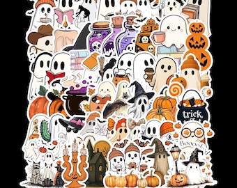 Set de 50 pegatinas de fantasmas felices de Halloween