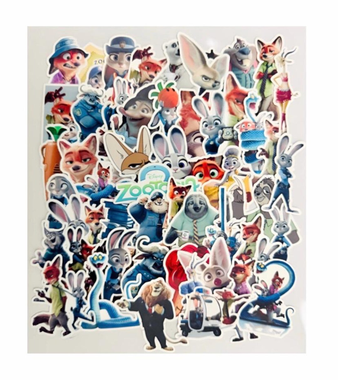 Zootopia Waterproof Stickers 50pcs Set - Etsy