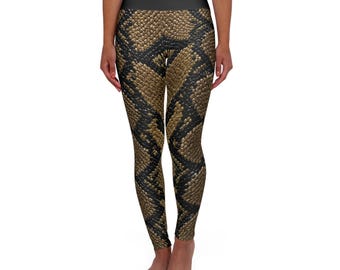 Leggings con estampado de piel de serpiente Anaconda / Cintura alta con estampado integral