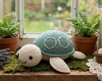 Crochet Turtle Pattern PDF | Woodland Amigurumi, Cottagecore Nursery Decor (Beginner Friendly)