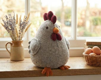 Knitting Pattern PDF, Chubby Hen Farm Animal Softie, Nursery Decor (Digital Download)